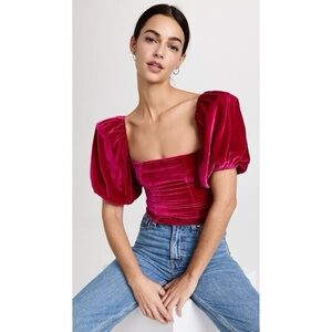 NWOT Reformation Luka Velvet Top Rhubarb 2